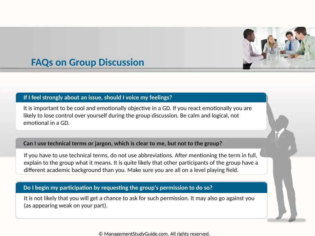 Group Discussion Strategies Course Objectives Do’s - slide 39 of 49