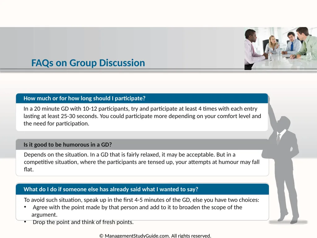 Group Discussion Strategies Course Objectives Do’s - slide 43 of 49