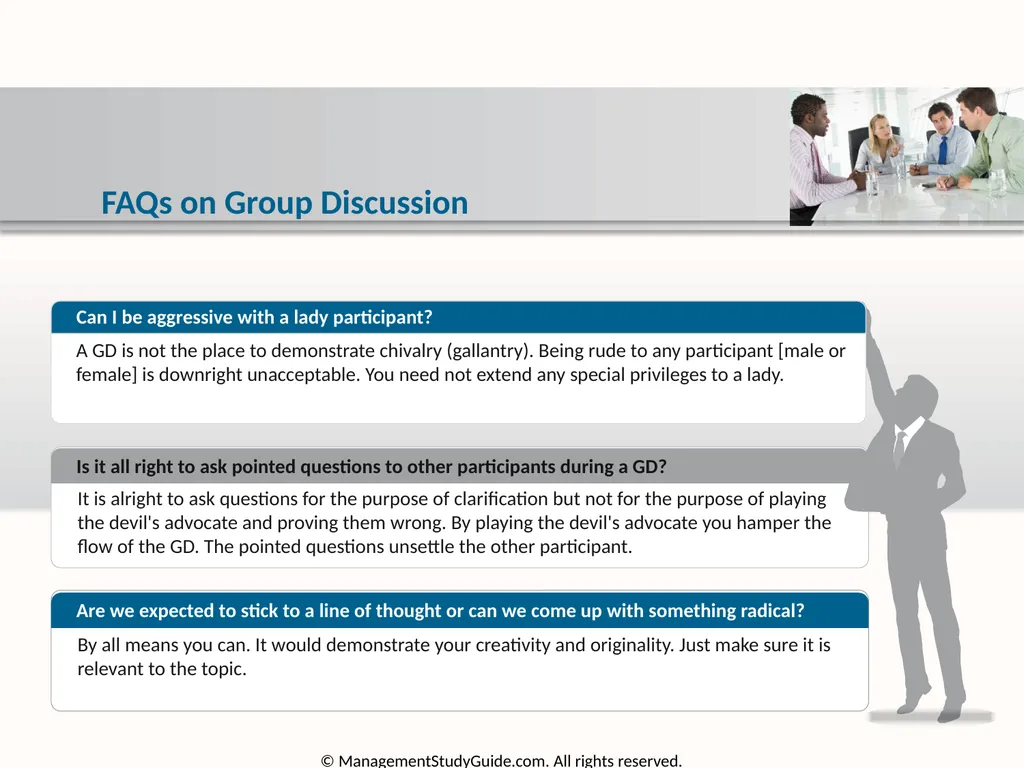 Group Discussion Strategies Course Objectives Do’s - slide 46 of 49