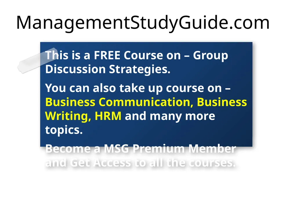Group Discussion Strategies Course Objectives Do’s - slide 29 of 49