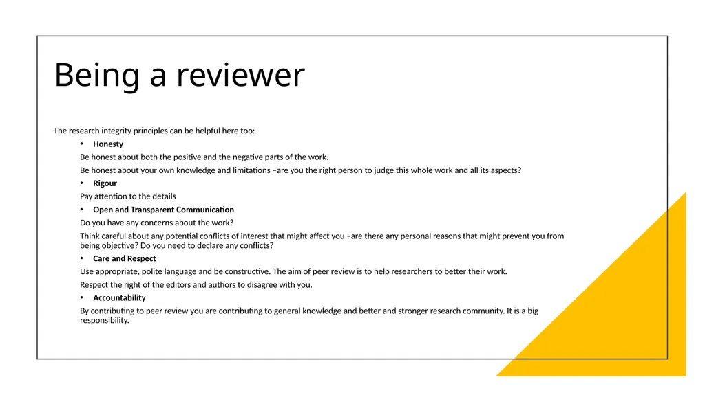 How can peer review support research integrity? Dr - slide 5 of 6