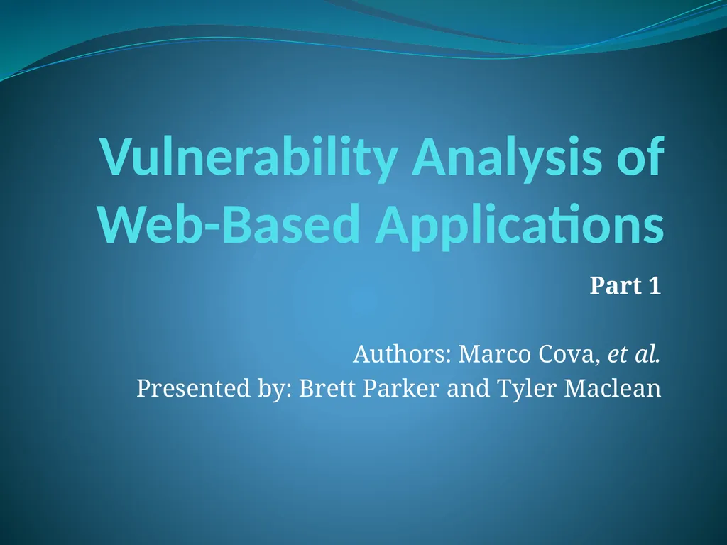 Vulnerability Analysis of Web-Based Applications - slide 1 of 63
