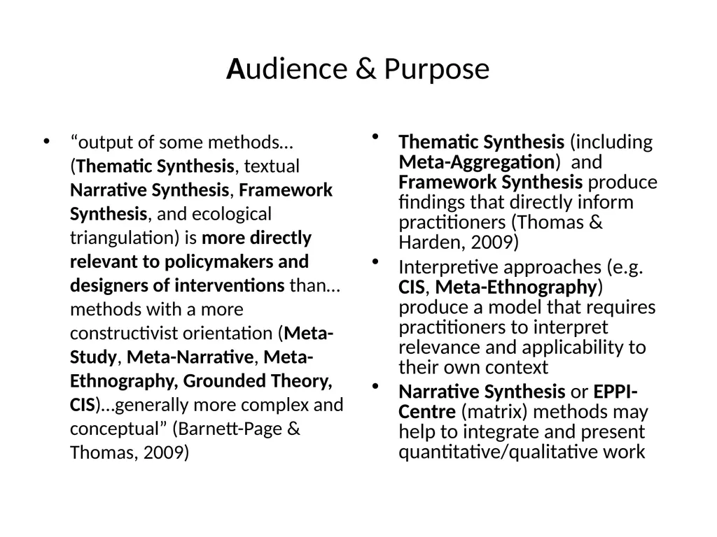 Choosing a Method of Qualitative Synthesis Dr - slide 11 of 29