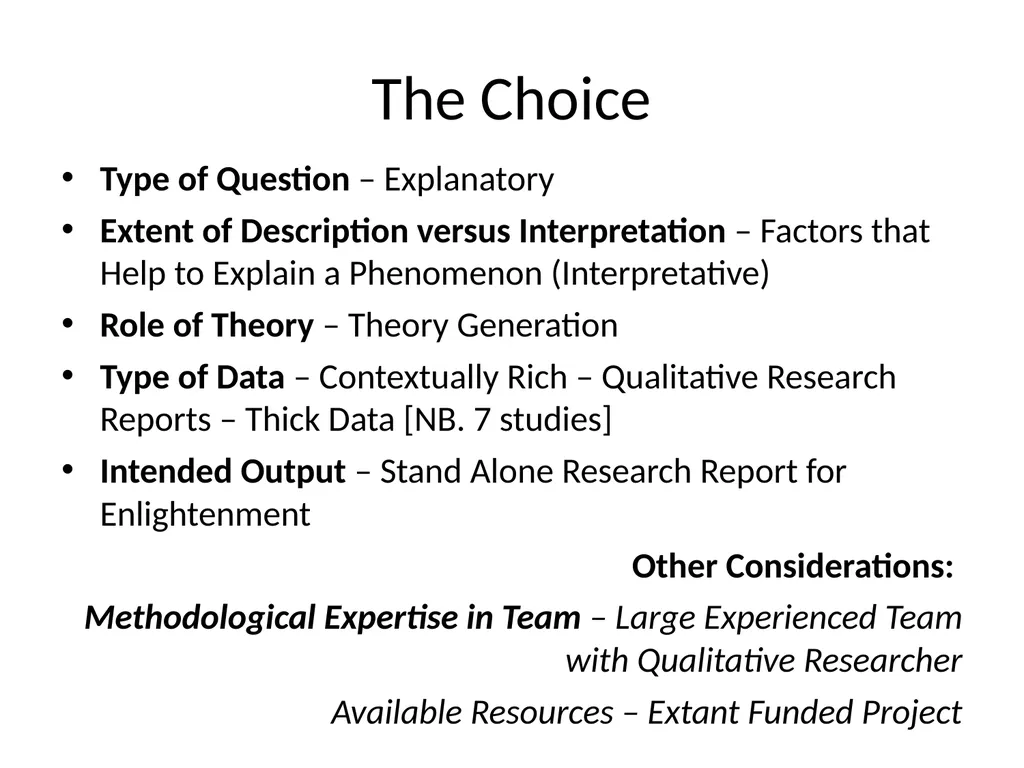 Choosing a Method of Qualitative Synthesis Dr - slide 21 of 29