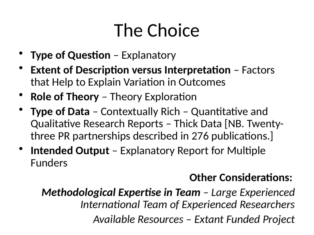 Choosing a Method of Qualitative Synthesis Dr - slide 25 of 29