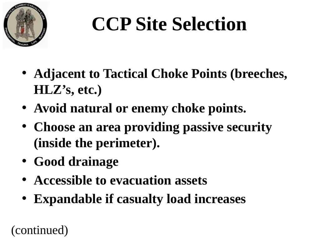 Tactical Field Care 3f Casualty Collection Point - slide 8 of 19