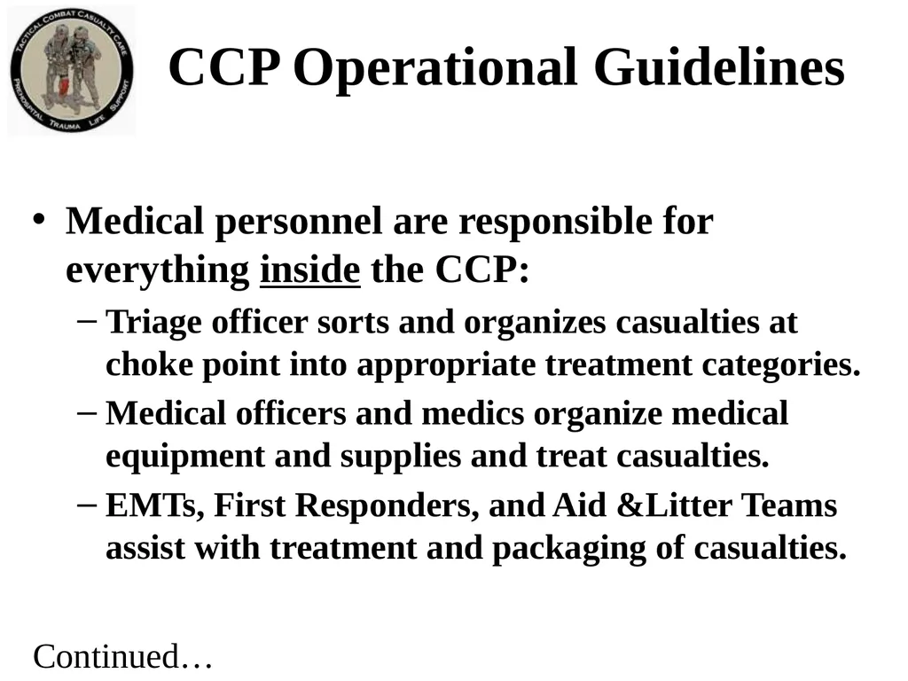 Tactical Field Care 3f Casualty Collection Point - slide 11 of 19