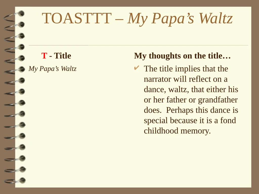 TOASTTT Strategy for Poetry Analysis TOASTTT – My - slide 2 of 14