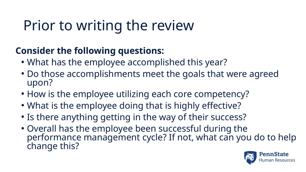 Performance Management End-of-Year Review - slide 9 of 21