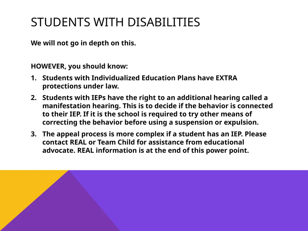 Student rights & discipline Presented by REAL– - slide 28 of 32