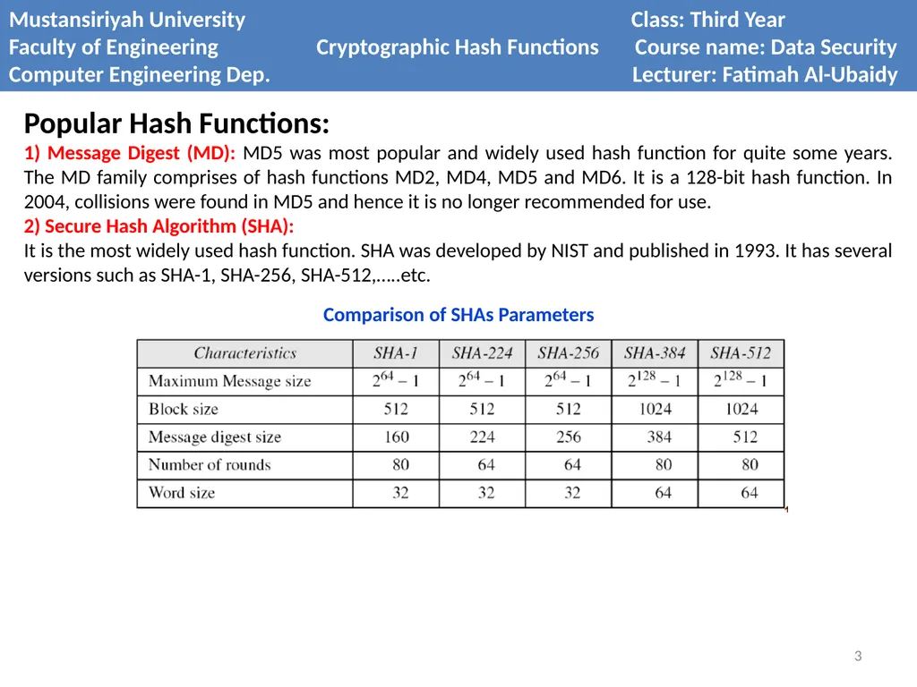 Mustansiriyah University Class: Third Year Faculty - slide 3 of 9
