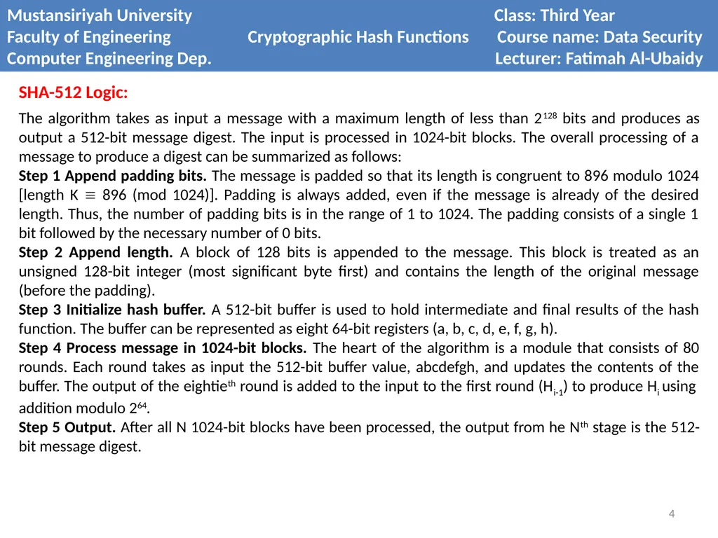 Mustansiriyah University Class: Third Year Faculty - slide 4 of 9