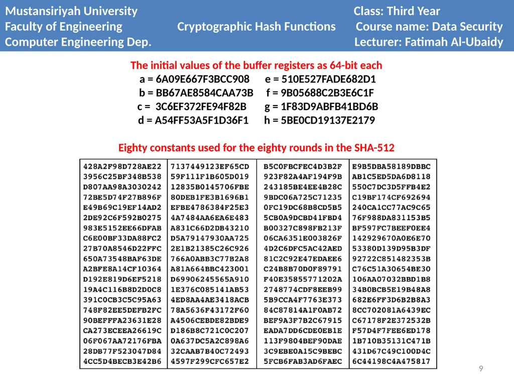 Mustansiriyah University Class: Third Year Faculty - slide 9 of 9