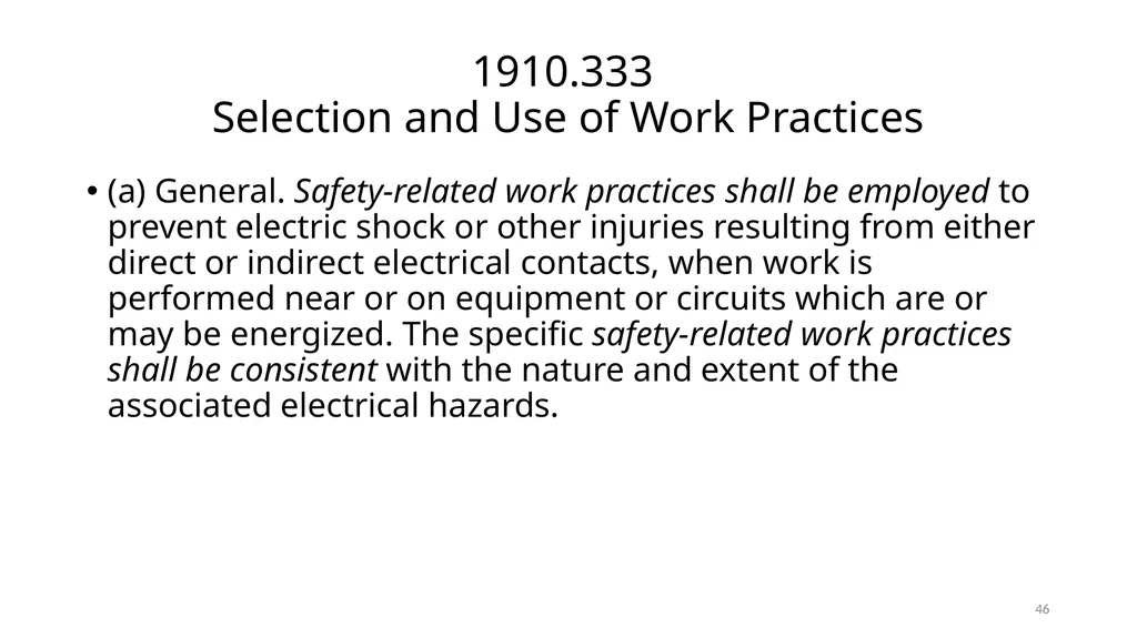 Arc Hazards and Safety Related Work Practices 1 - slide 46 of 125