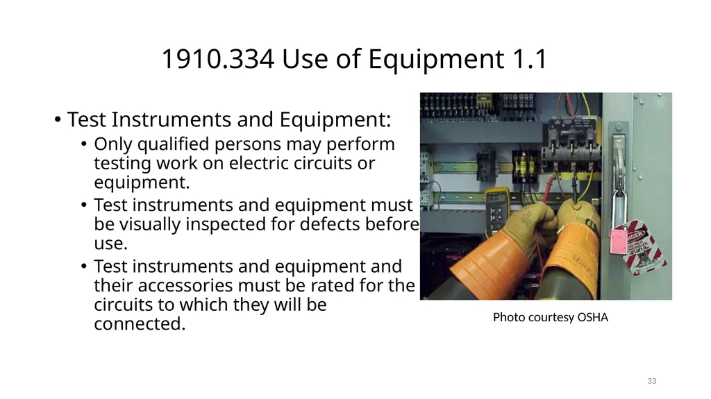 Arc Hazards and Safety Related Work Practices 1 - slide 33 of 125