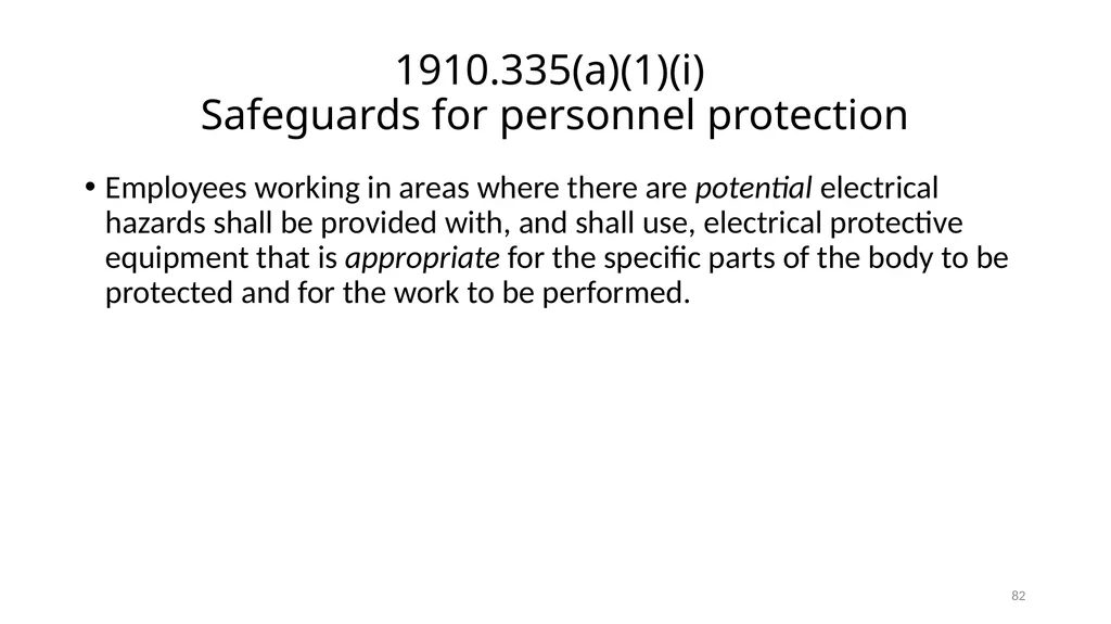 Arc Hazards and Safety Related Work Practices 1 - slide 82 of 125