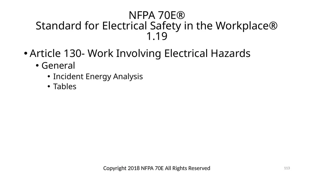 Arc Hazards and Safety Related Work Practices 1 - slide 113 of 125