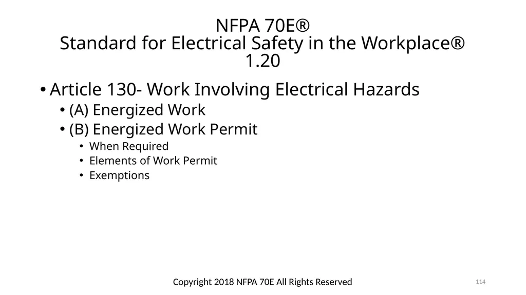 Arc Hazards and Safety Related Work Practices 1 - slide 114 of 125