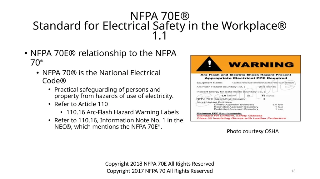 Arc Hazards and Safety Related Work Practices 1 - slide 13 of 125