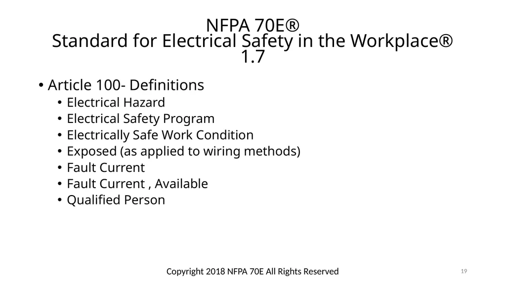 Arc Hazards and Safety Related Work Practices 1 - slide 19 of 125