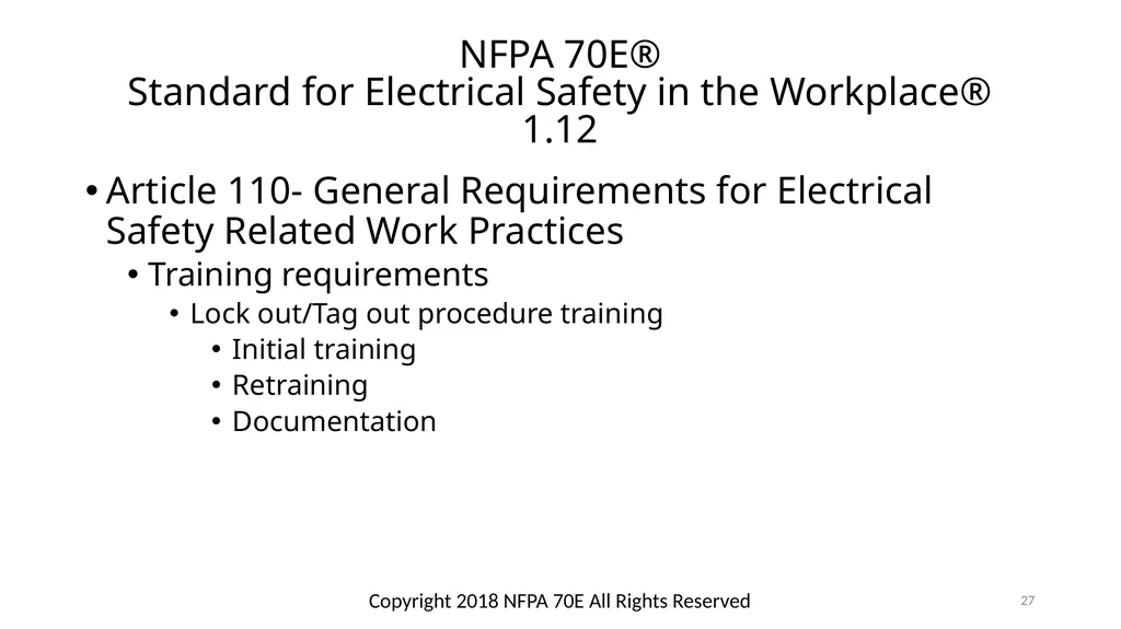 Arc Hazards and Safety Related Work Practices 1 - slide 27 of 125