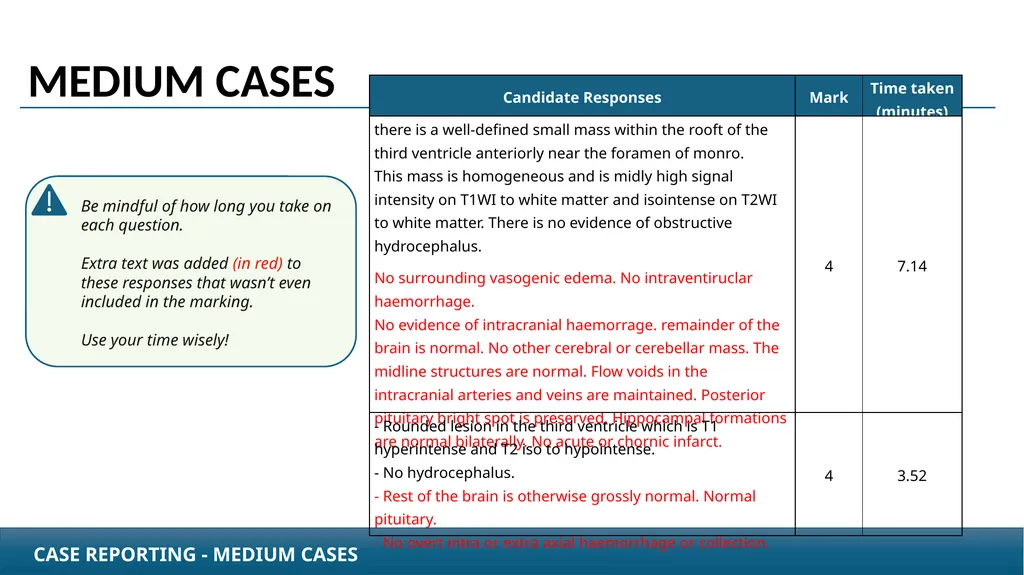 Case Reporting examination questions How to - slide 14 of 25