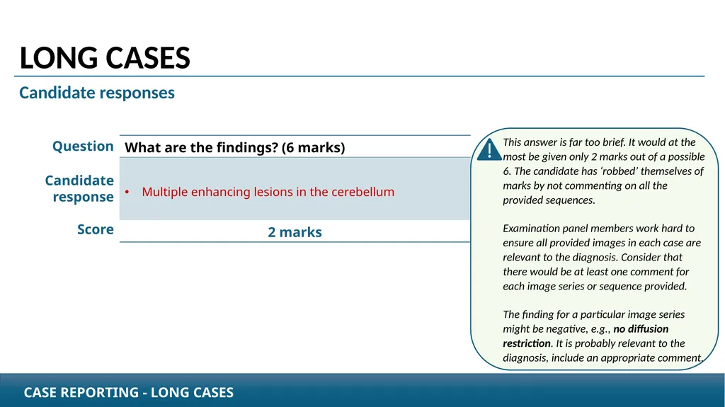 Case Reporting examination questions How to - slide 22 of 25