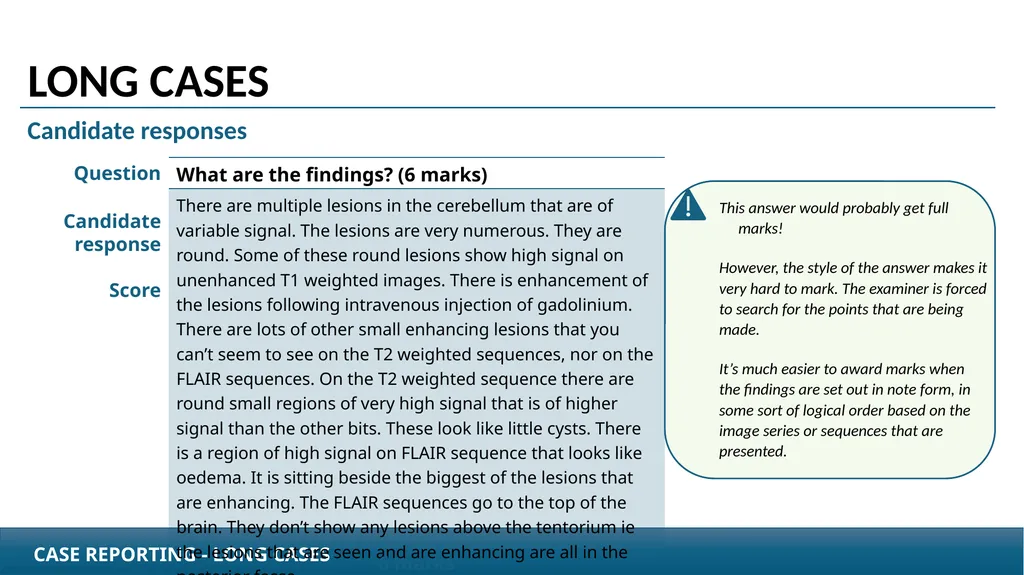 Case Reporting examination questions How to - slide 24 of 25