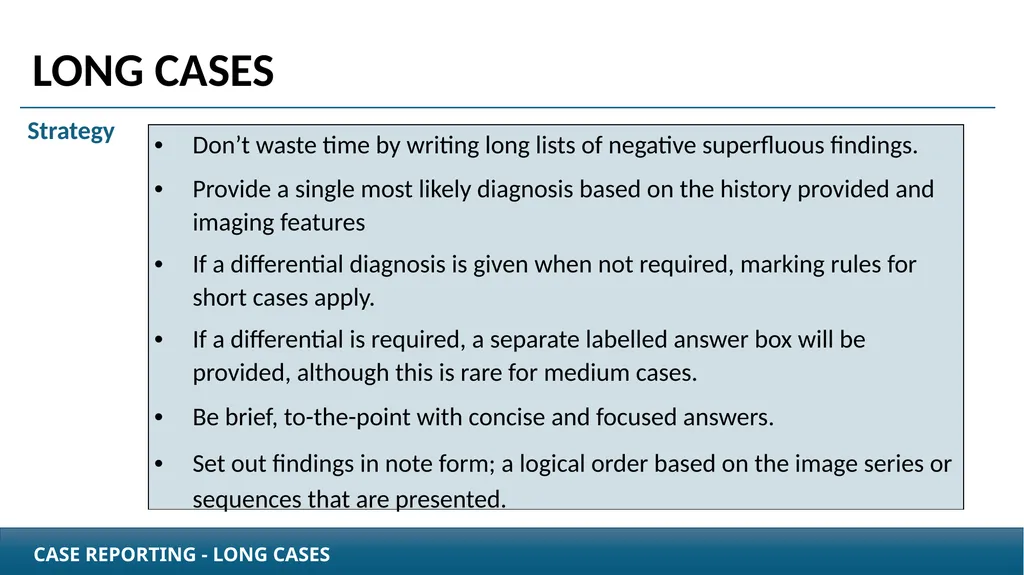 Case Reporting examination questions How to - slide 16 of 25