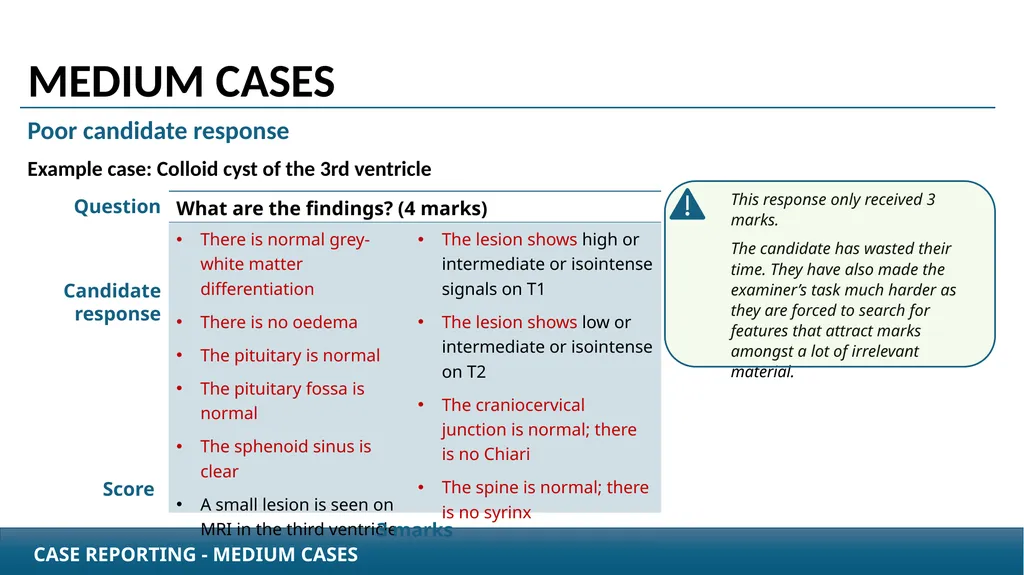 Case Reporting examination questions How to - slide 13 of 25