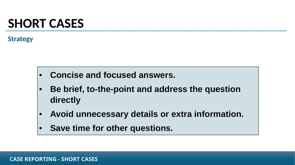 Case Reporting examination questions How to - slide 5 of 25