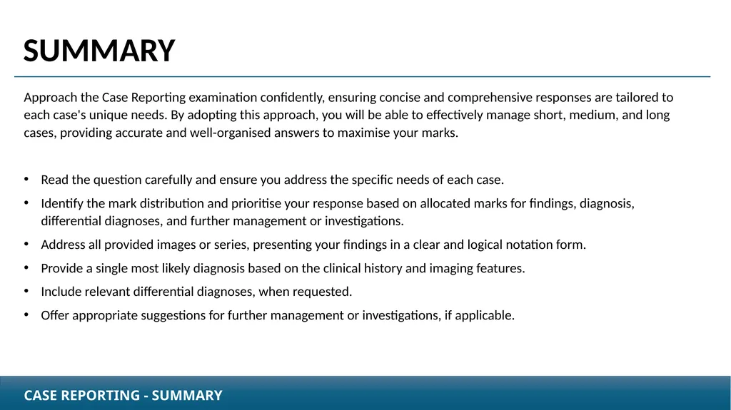 Case Reporting examination questions How to - slide 25 of 25