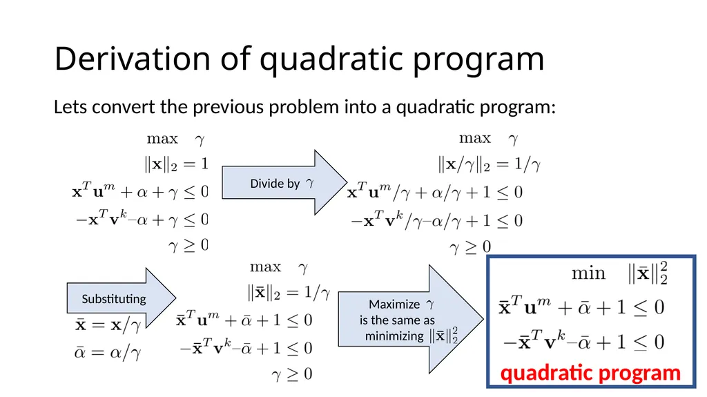 Support Vector Machines: A case study in quadratic - slide 11 of 20