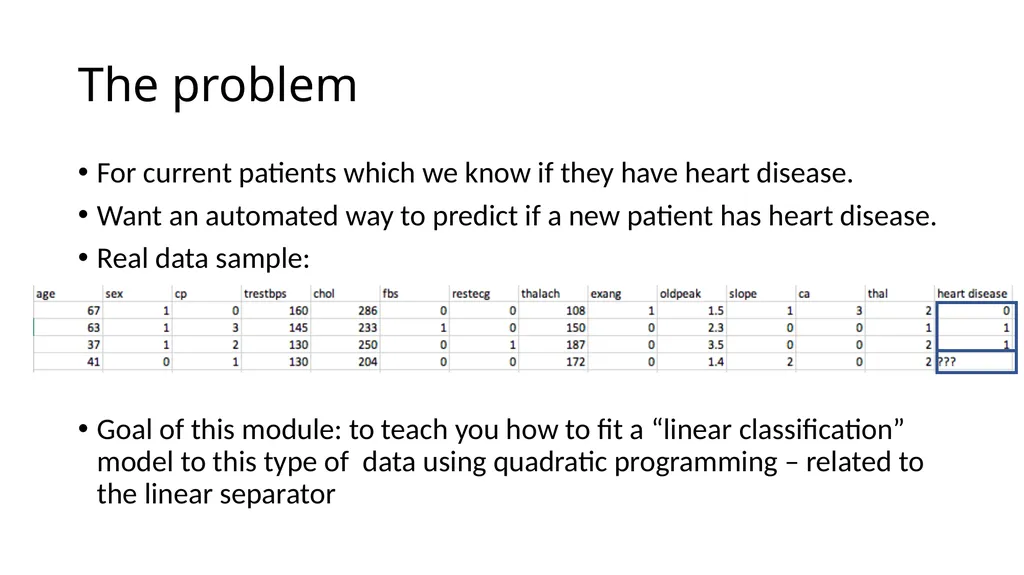 Support Vector Machines: A case study in quadratic - slide 2 of 20