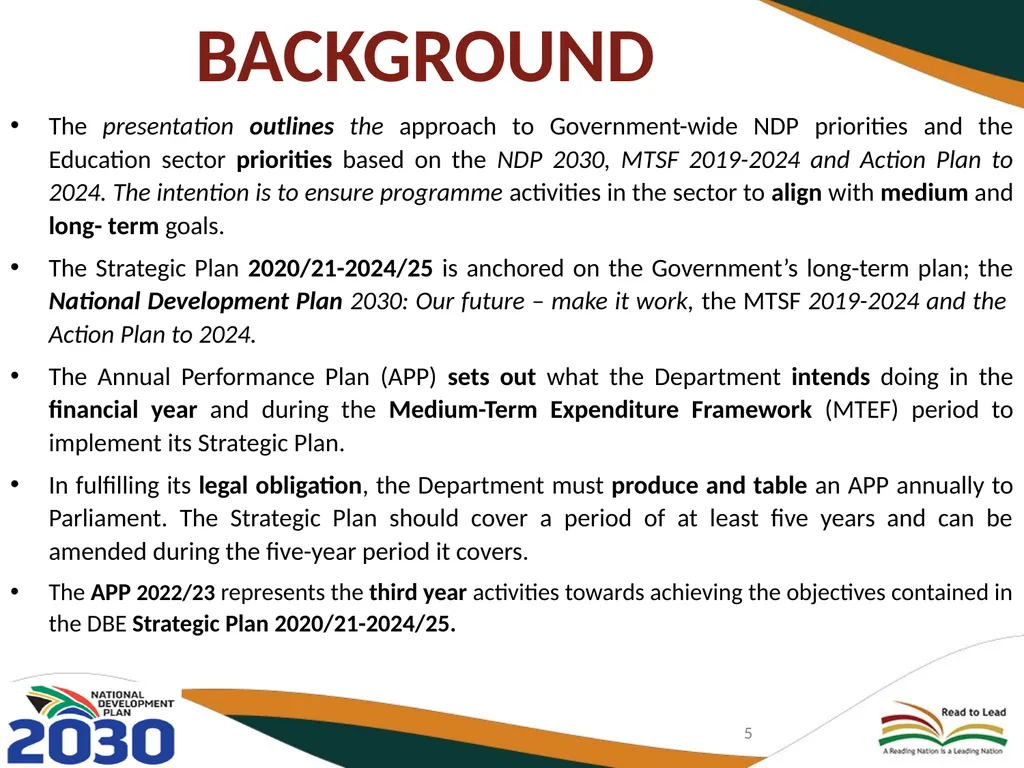 BASIC EDUCATION 2020/21-2024/25 STRATEGIC PLAN AND - slide 5 of 87