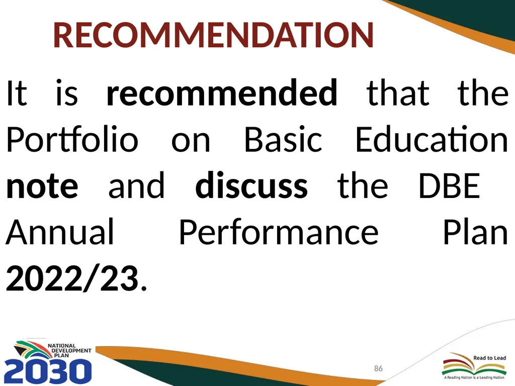 BASIC EDUCATION 2020/21-2024/25 STRATEGIC PLAN AND - slide 86 of 87