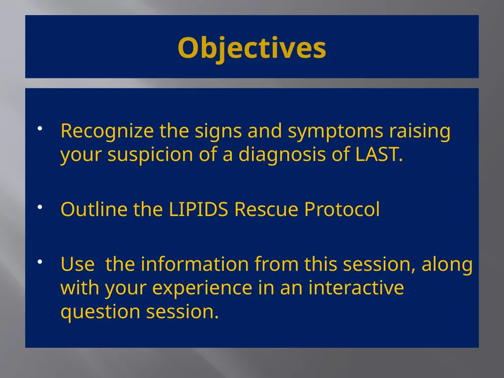 Local Anesthesia Systemic Toxicity LA(S)T - slide 4 of 27
