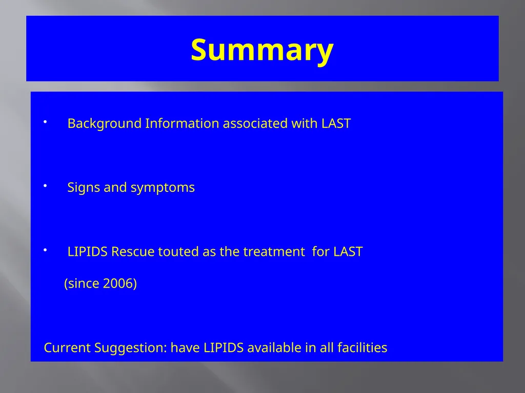 Local Anesthesia Systemic Toxicity LA(S)T - slide 24 of 27