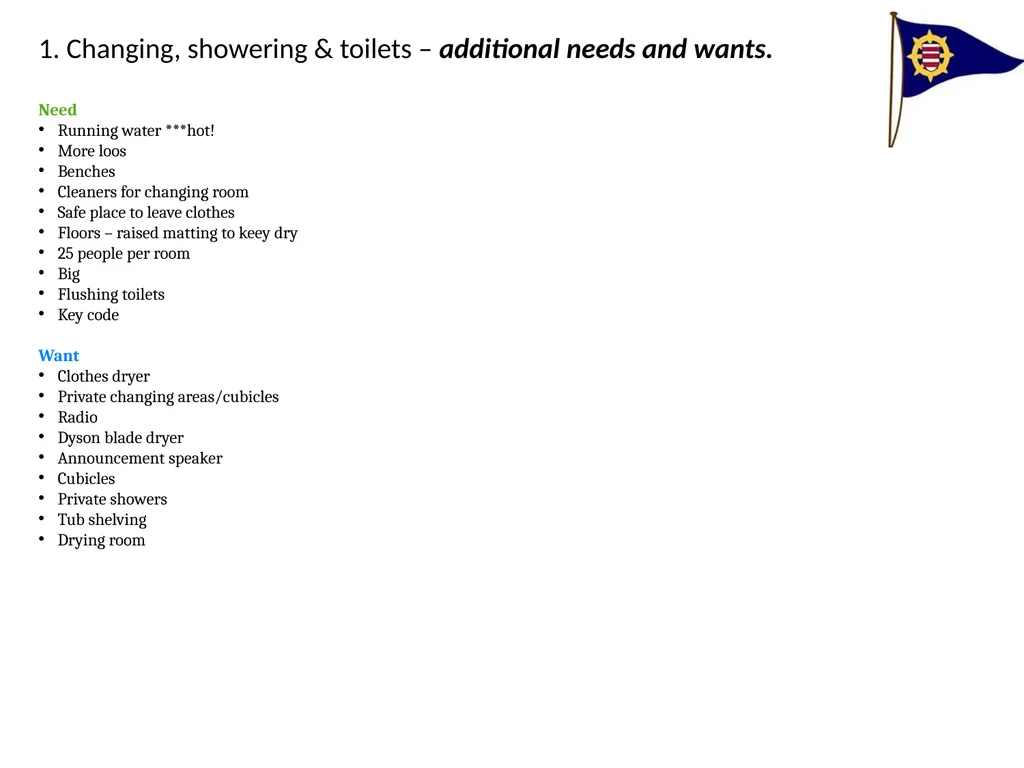 1. Changing, showering & toilets. Need Bigger - slide 3 of 12
