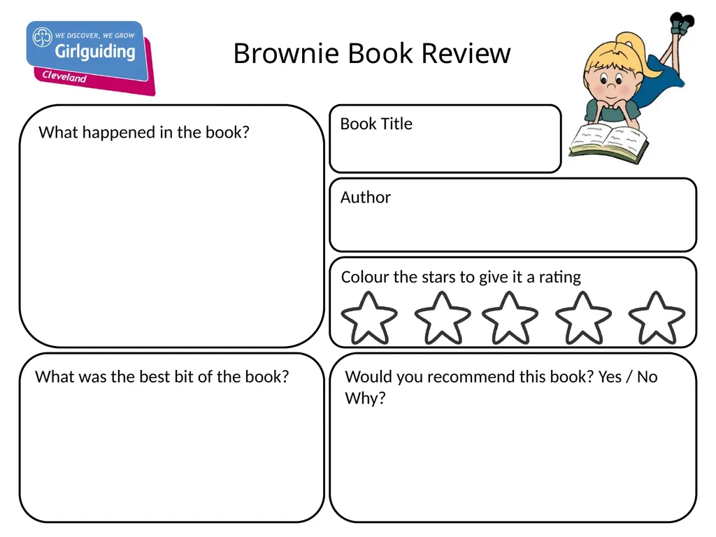 Brownie Booklover Badge Name: - slide 4 of 8