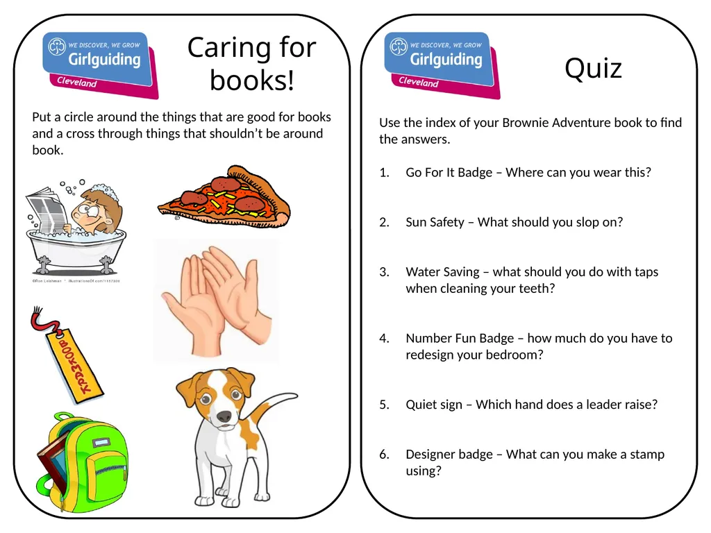 Brownie Booklover Badge Name: - slide 6 of 8