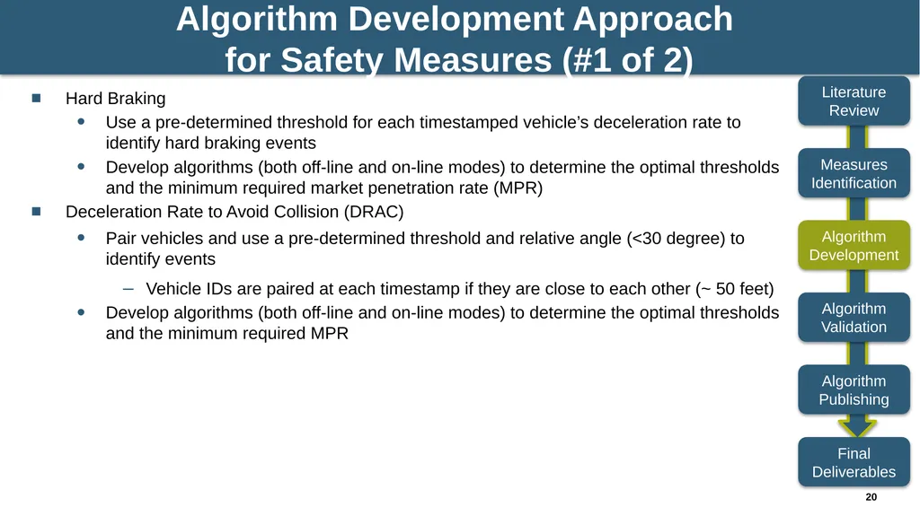 NCHRP 03-137: Algorithms to Convert Basic Safety - slide 20 of 31