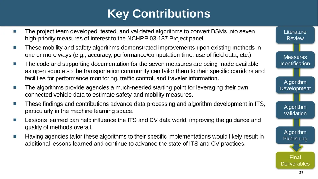 NCHRP 03-137: Algorithms to Convert Basic Safety - slide 29 of 31