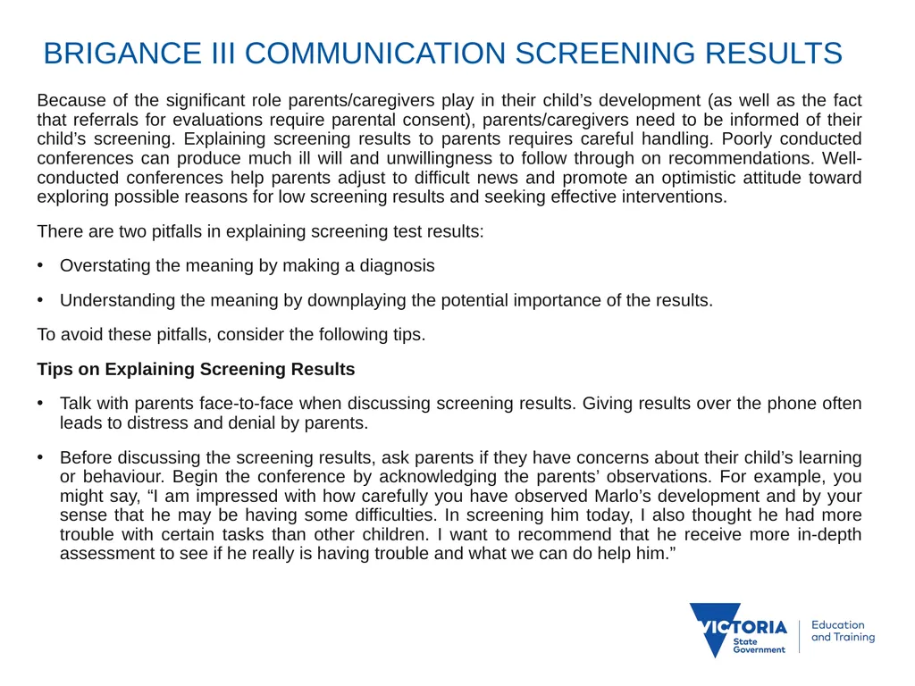 Because of the significant role parents/caregivers - slide 1 of 3