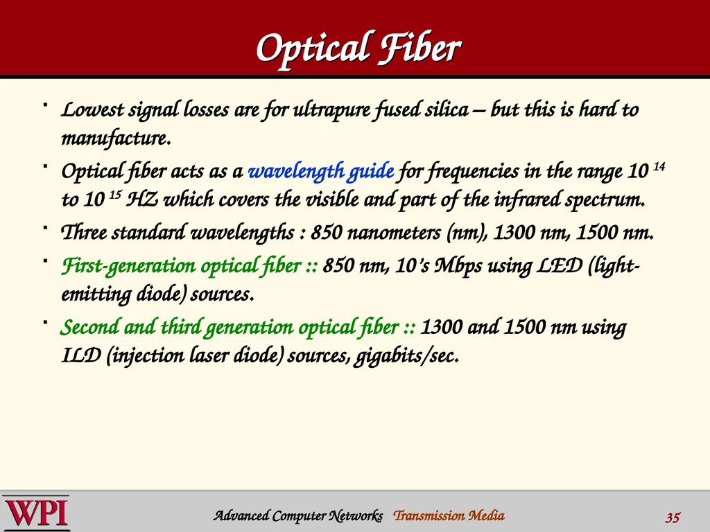 Physical Layer (part 3) Transmission Media - slide 35 of 48