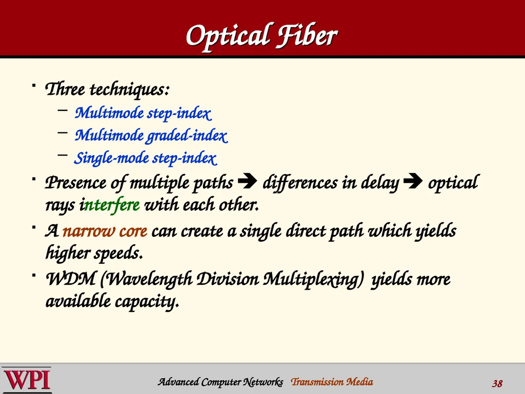 Physical Layer (part 3) Transmission Media - slide 38 of 48