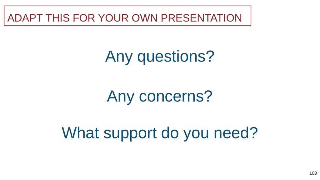 Teaching basic first aid ADAPT THIS FOR YOUR OWN - slide 103 of 104