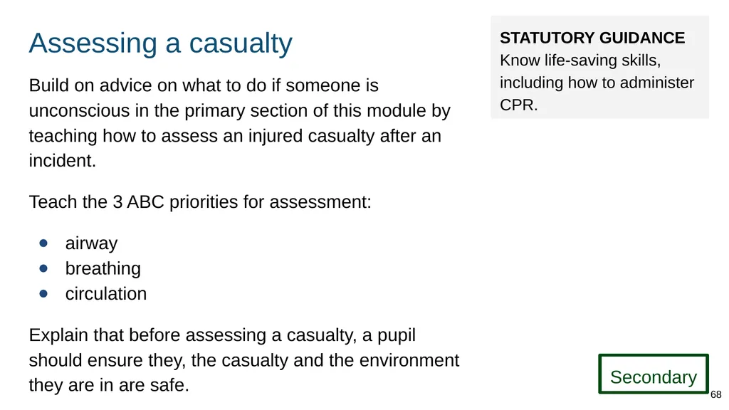 Teaching basic first aid ADAPT THIS FOR YOUR OWN - slide 68 of 104