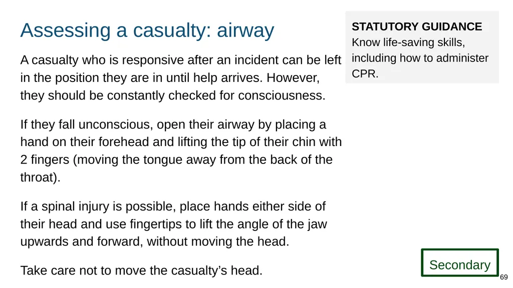 Teaching basic first aid ADAPT THIS FOR YOUR OWN - slide 69 of 104