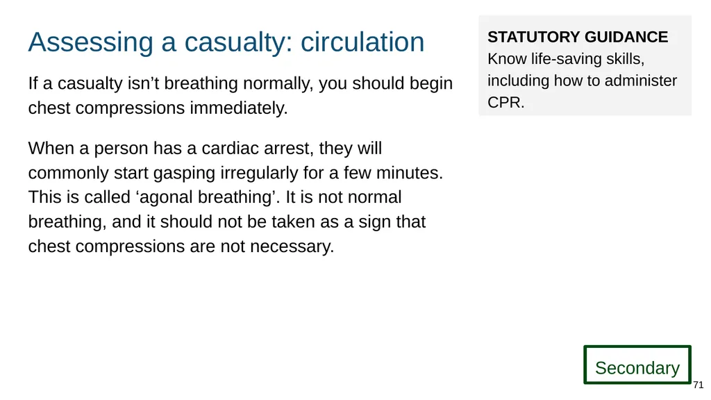 Teaching basic first aid ADAPT THIS FOR YOUR OWN - slide 71 of 104